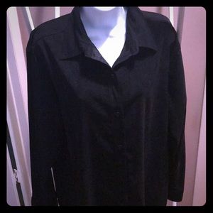 Vintage BILL BLASS Stretch Black Faux Suede Blouse